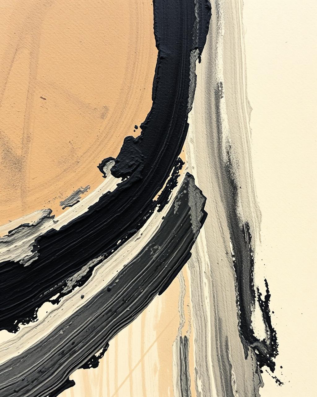 Textura abstrata em óleo, tons carvão e creme